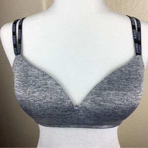 Aeropostale Wireless Gray Black Adjustable Strap Bra Size 36C